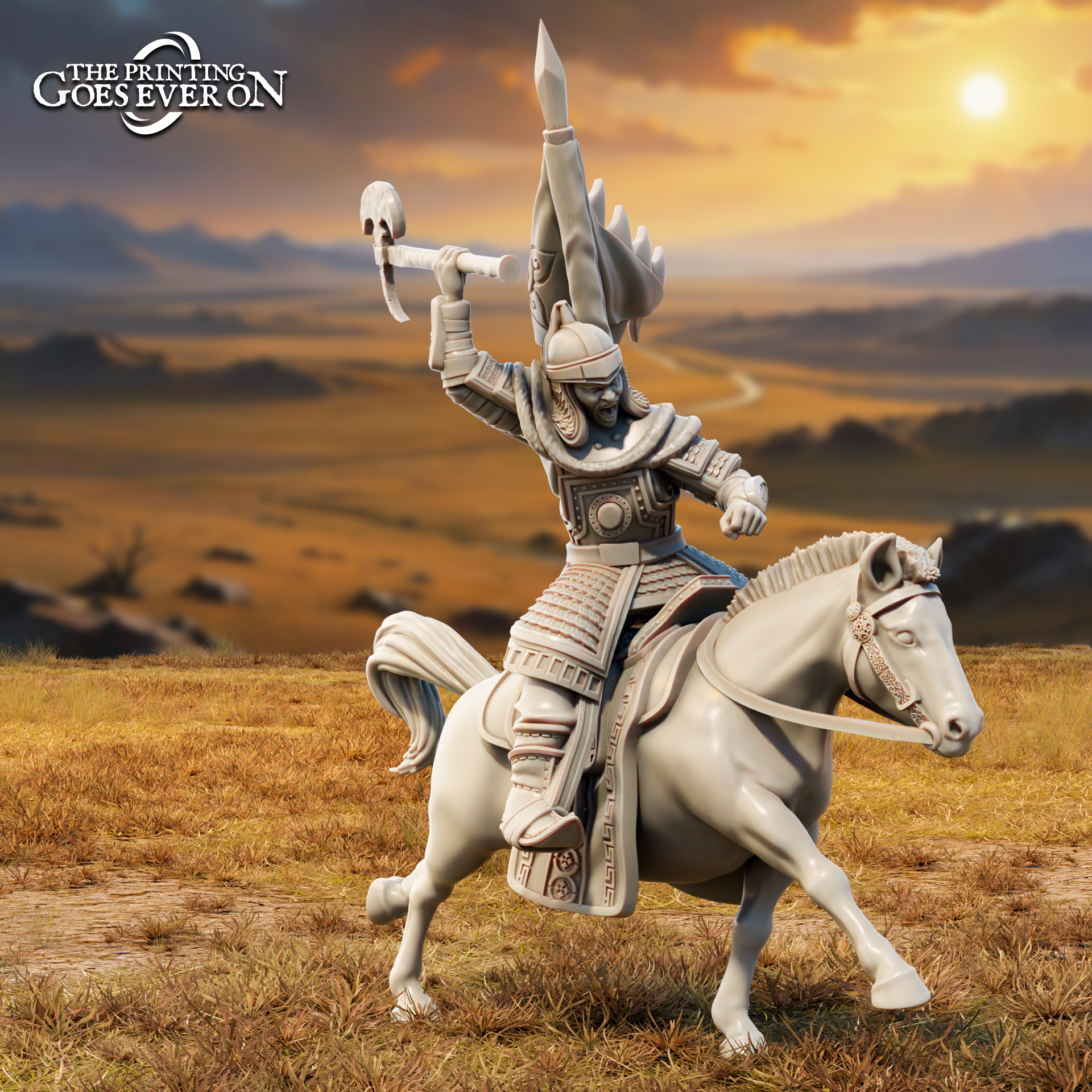 Golden Khanate Mounted Warrior - B - Presupported